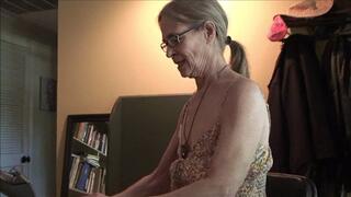 Lilly, the stationary bike, the pulleys, her granny biceps