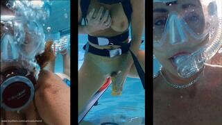 Carissa playing underwater with the magenta camera filter--cool blue effects!