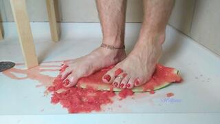 Sexy Male Feet JOI (while he strokes this watermelon slice with his toes)