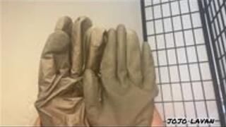 Hand over mouth POV black gloves
