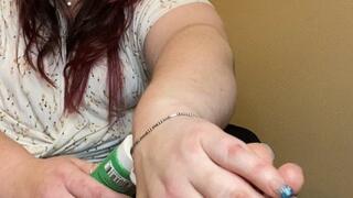 Big Beautiful Soles Caressed and Lotion in Front of this Gorgeous Goddess