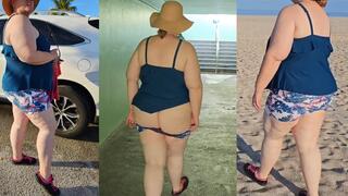 Pawg milf flaunting big booty at the beach