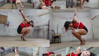 Little brown girl endures her first cruel squat strappado (WMV 1440 X 1080 HD)