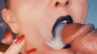 Lustful Smoky Cigar Blowjob with big creamy OMIs, Spitting and lots of French Inhalations*Dildo Blowjob Fantasy*Topless