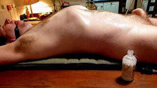 Handjob on a naked man tied to table-BBW domination,BBW bondage,man in bondage,male bondage,amateur,naked man tied up,man tied to table,bound and gagged man,handjob,cock ring,