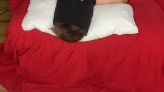 brutal reverse headscissor with grey pants