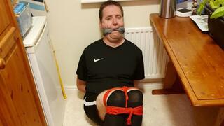 Footballer in black kit kept bound and gagged in my isolation room 1-BBW domination,BBW bondage,amateur,male bondage,bound and gagged man,man in bondage,soccer kit,football kit,socks,rope bondage,gay bondage,socks,man tied up,