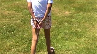 Odette - Handcuffed Behind Her Back Walk in Park (AVI)