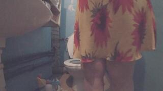 Brown stone splashes the water