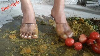Daeng crush tomatos in red clear High Heels
