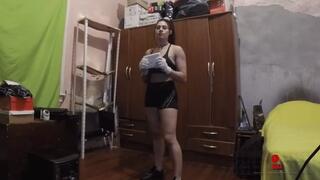 Fluffy destroys a tablet with her powerful muscles WMV 720 CAM 1