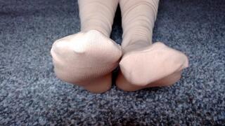 Toe Wiggling In Nude Compression Socks