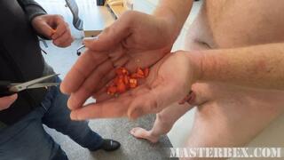 Cock thrashed and scorched with burning hot Dorset Naga chillies - Master Bex - MP4 4K Ultra HD