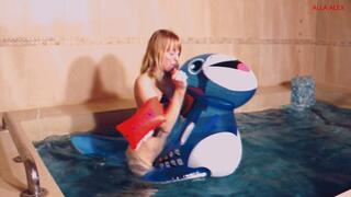 Alla gets fucked hot with an inflatable transparent seal in the pool and gets a real orgasm!!!