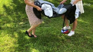 2 girls with high heels vs orca