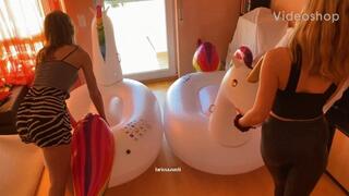 2 girls vs 2 unicorns