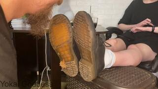 Eating dirt and fallen leaves from My shoe soles and drinking cola with My spits as reward