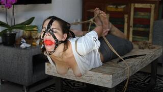 Bound and gagged teacher does all the maniac wants (FHD)