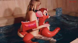 Alla hot fuck with inflatable deer in the pool!!!