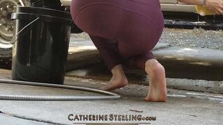 0078 Being Barefoot at the Carwash Causes Catherine Sterling Distraction – Watch Close Up POV as Soft Soles get Soaked in Suds! Wet Wrinkled Feet! WMV Version