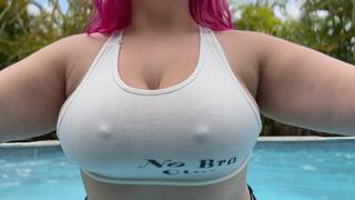 Wet tank top pool tease