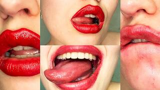 Long Tongue Licks Lipstick