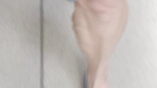 Walking in flip flops getting litter