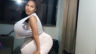 Sexy Juju Does Balloon Stuffing With Clear Balloons , HUGE Boobs And Pregnant Tummy