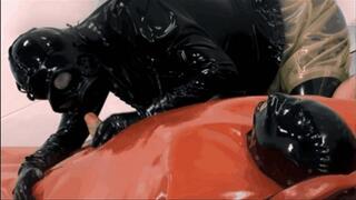 The rubber boy and his wonderful latex lady - Part 1 of 2 - Inflatable sleepsack and gas mask blowjob