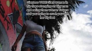 Giantess VORE Giant woman in flip flops stomping on Tiny men and eating them woman Towers over you trying to crush you with her big feet mkv