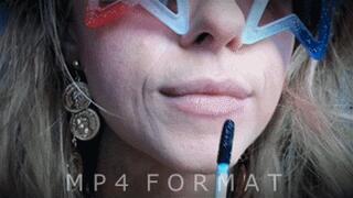 Blue Lipstick Blowing Bubbles (HD) MP4