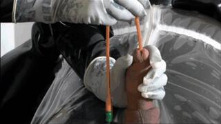 Mistress latex nurse and her plastic hazmat catheter addict rubber slave - Part 2 of 3