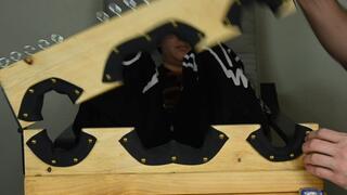 Foot worship in stocks with Dylan (1080)