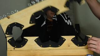 Foot worship in stocks with Dylan (720)
