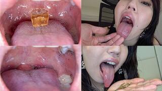 Rei Tokunaga - Showing inside her mouth, sucking fingers, swallowing gummy candys and dried sardines MOUT-08 - wmv