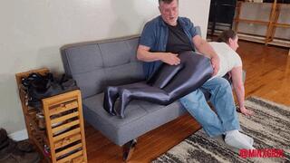 Minx Grrl - Spanked in shiny leggings - Full Version (MP4 Format)