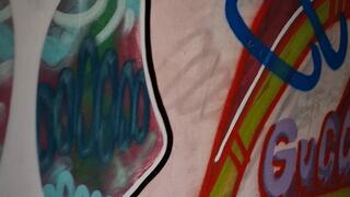 Black Leather Cuffs and Metal Chains JOI