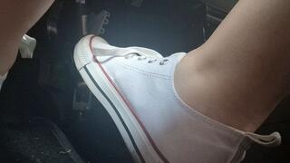 Driving with sexy white sneakers through the city of Milan 720HD