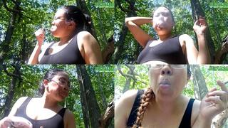 Petite Asian Smoking and Coughing outdoors while sick volume 16 Non Nude ****mp4****