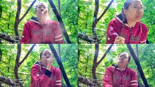 Fit Petite Asian Smoking spitting and Coughing in the woods while sick volume 22 Non Nude ****mp4****
