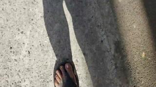 Avi Lola walks in flip flops foot fetish walking cam crushing anything in her path plastic bottles can flip flop walking sounds plastic bottle and cans crushing sounds