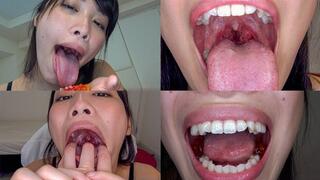 Miki Sunohara - Showing inside her mouth, sucking fingers, swallowing gummy candys and dried sardines MOUT-09 - wmv