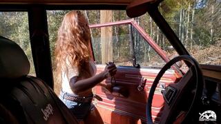 PTP 1346 – Jane Cranking the Jeep in Daisy Dukes, Black Vans & Scrunched Socks