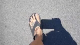 Lola walks in flip flops flip flop walking sounds Toe wiggling