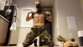 Military Man Oiled Up POV Cocky Muscle Hunk Strip Tease Masturbation Dirty Talk Stripping And Jerking Off