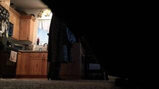 Deb Seduces Hubby With a Boot Job & Fucks Him After Work Wearing Her Black Dress, Stockings & IMPO Spiked Kitten Heel Boots