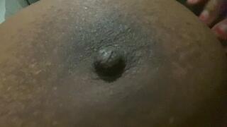 Tiny Boyfriend Dangling over Giantess Massive Breast 1080