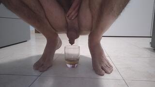 Pissing in a glass - warm, yellow and juicy pee