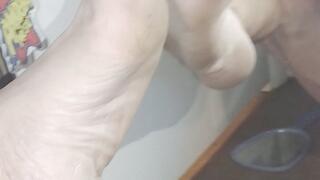 Requested filled playing in front of mirror and flexing