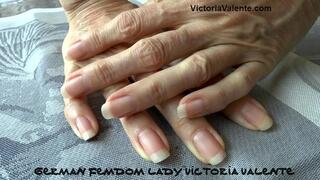 Close-up of natural long fingernails